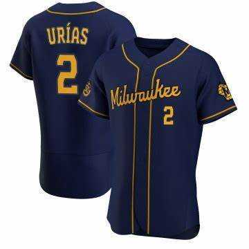 Mens Milwaukee Brewers #2 Luis Urias Navy Blue Stitched MLB Cool Base Nike Jersey->milwaukee brewers->MLB Jersey